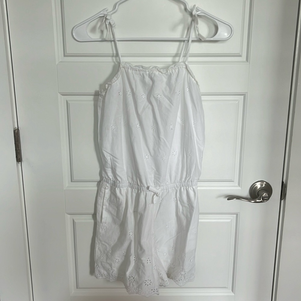 White gap romper youth size large with flower pattern